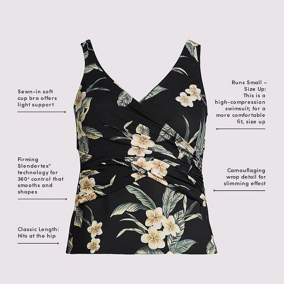 Land's End Plus slender suit wrap  compression tankini top white mosaic tile 16W - Picture 6 of 10